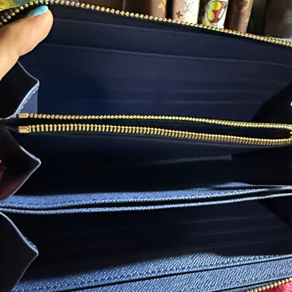 Denim Cherry Zip Around Wallet - Picture 5 of 6